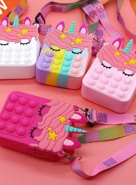 Fashion Fidget Toys Push Bubbles Toy Rainbow Unicorn Coin