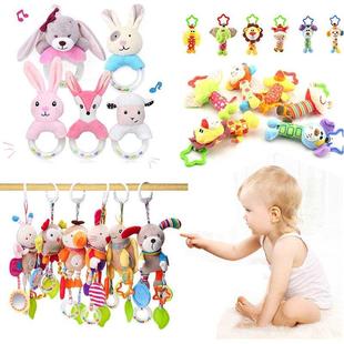 Newborn Baby Plush Stroller Toys Baby Rattles Mobiles Cartoo