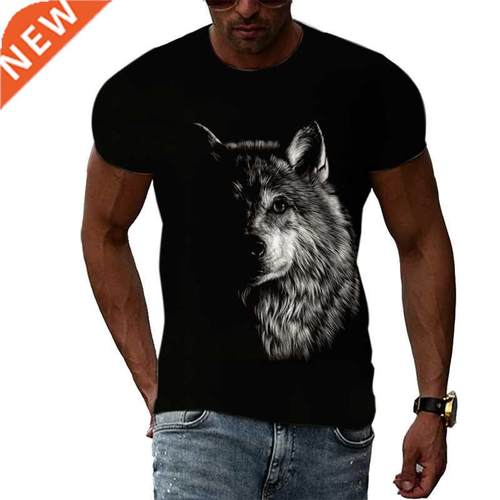 Summer Men Cool Animal Wolf graphic t shirts Casual Fashion