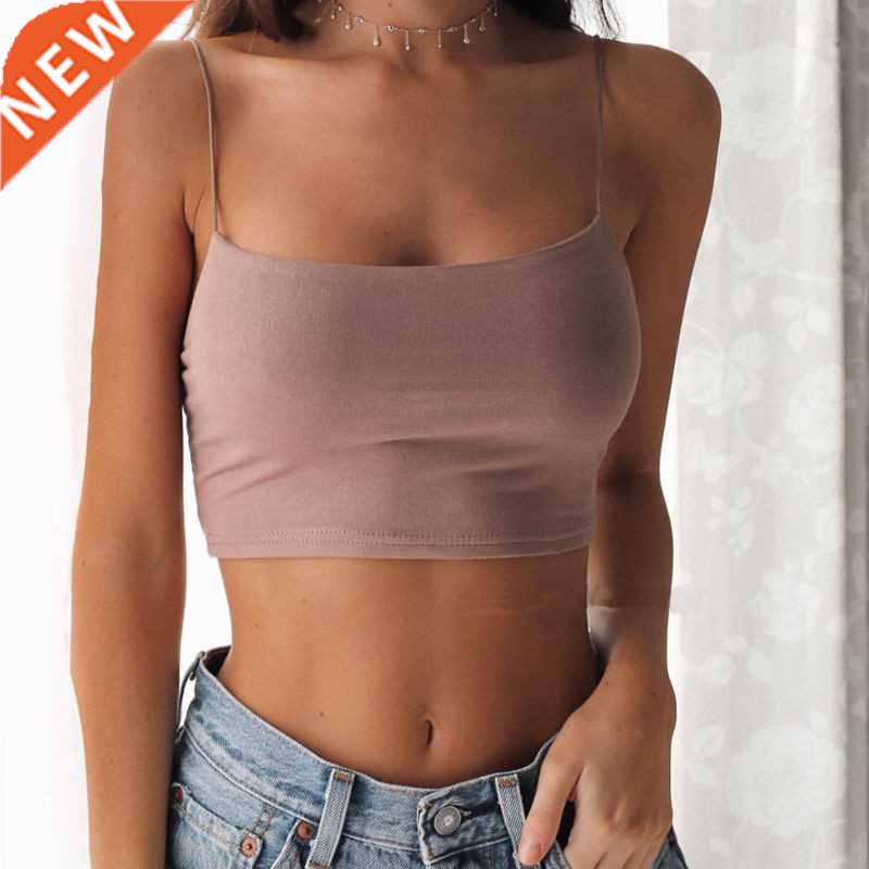 Sexy Tank Top Black Halter Crop Tops Women Summer Camis Back
