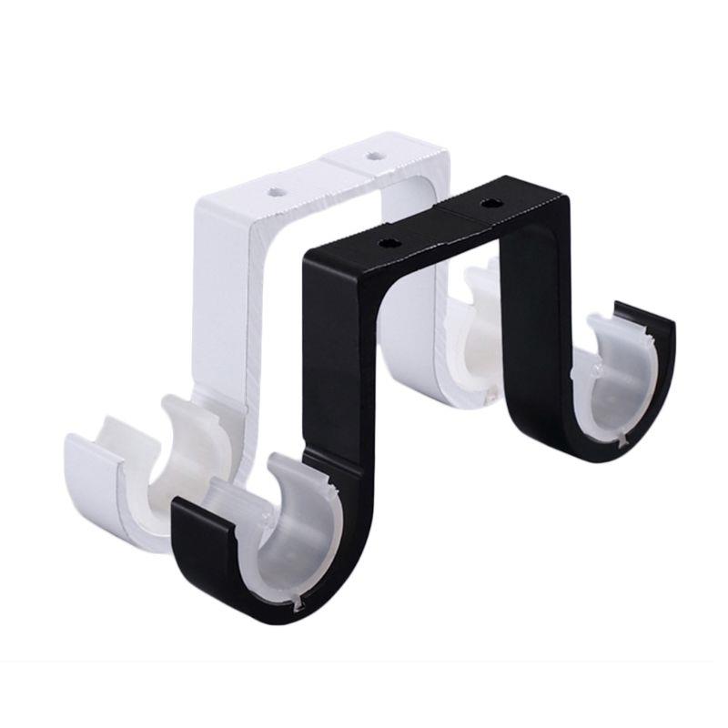 2pcs Double Curtain Rod Brackets Window Hardware Hook Holder