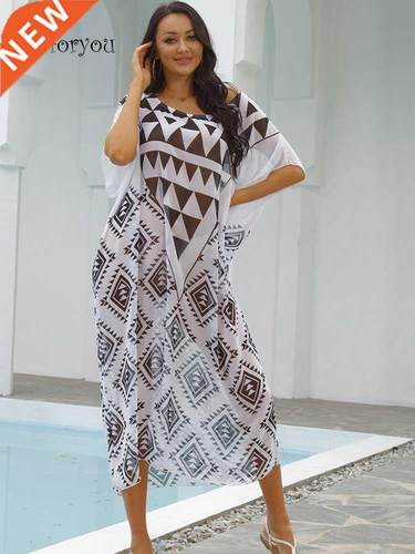 Sunforyou Plus Size Beach Cover Up Chiffon Dress Saida De Pr