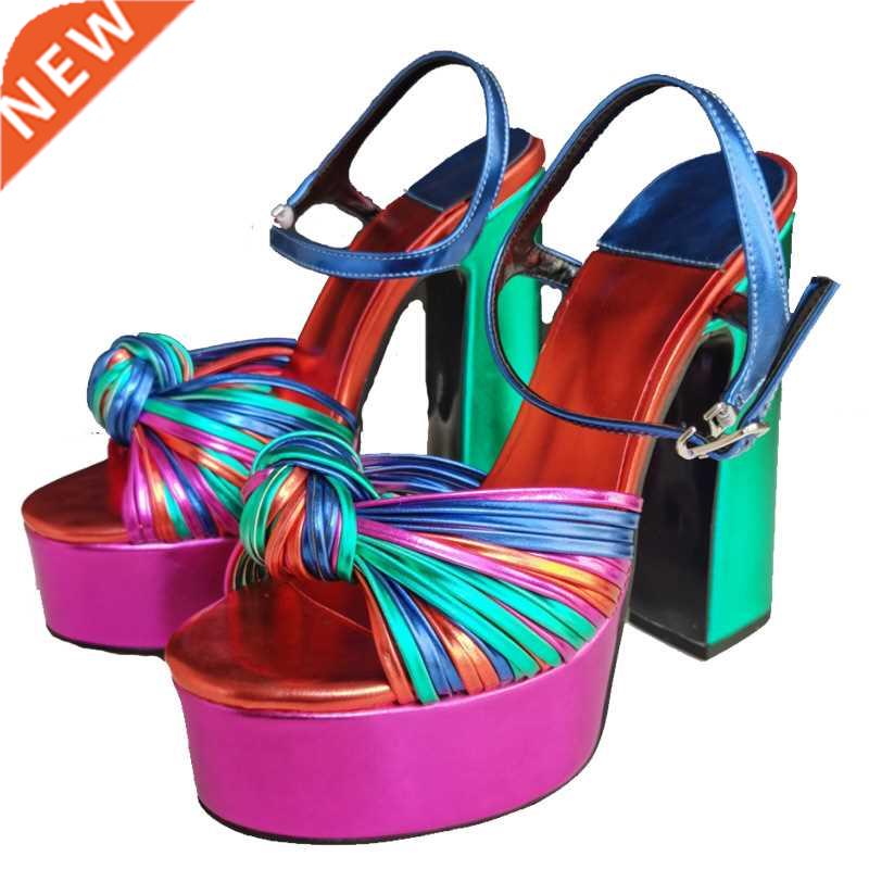 2022 New Summer Sexy Women's Sandals Mixed color Tie a knot