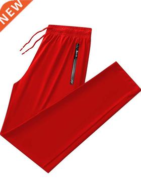 2022 New Men's Red Sweatpants Breathable Nylon Spandex Cool
