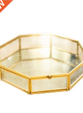 Glass Copper Geometry Storage Baskets Box Simplicity Style