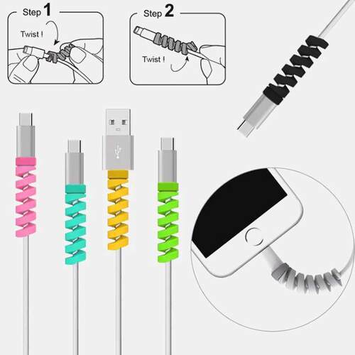 4 pc Cord Cover Prevents Protector Phone Data line Sleeve E