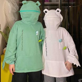 Harajuku Women Hoodie Frog Pullover Winter Sense Hooded Casu