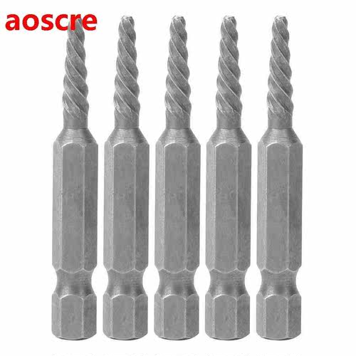 5Pcs Broken Screw Remover Hex Silver High Speed Steel Damage
