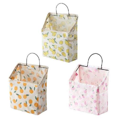 Hanging Storage Bag Cartoon Fruit Pattern Canvas Organizer