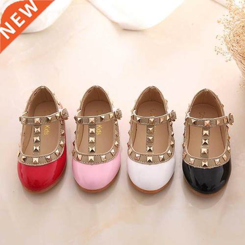 2021 New Girls Sandals Rivets Single Shoes Kids Leather Shoe
