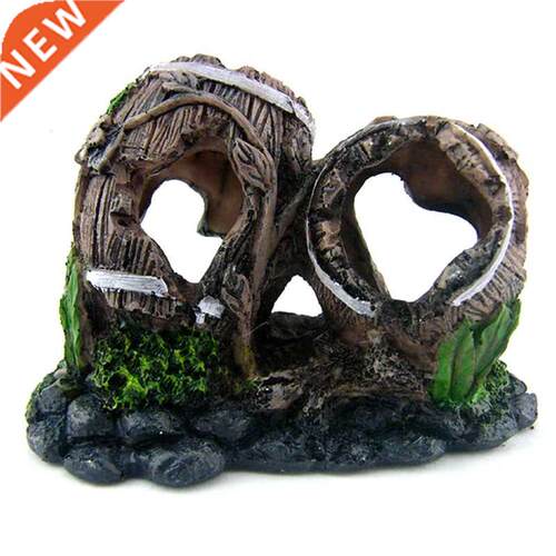 G6DA Aquarium Decorations for Fish Tank Resin Broken Barrel