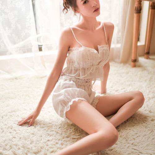 Sexy Spwear Erotic Cotton Pajamas Set for Women Two-Piece