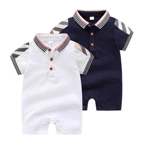 New summer newborn baby clothes cotton Plaid slim lapel shor