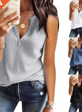 2022 New Summer Female Knitted Tank Tops Sexy Deep V-neck