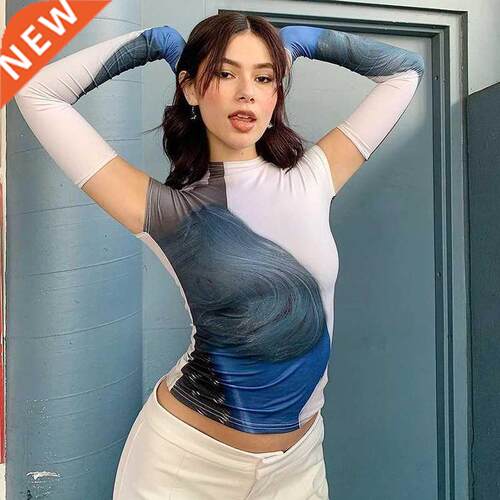 2021 Women's Sexy Crop Tank Tops Letter Graphic Print Sheer