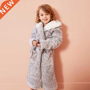 Kids Bathrobe Solid Color Cartoon Hoodies Girls Sleepwear Ba