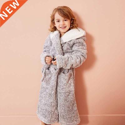 Kids Bathrobe Solid Color Cartoon Hoodies Girls Sleepwear Ba