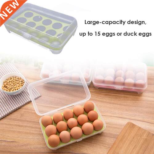 15 Grid Plastic Egg Box Food Container Case Refrigerator Fre