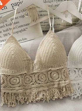 Crop Tops Retro Wild Hollow Perspective Tassel Sexy Spaghett