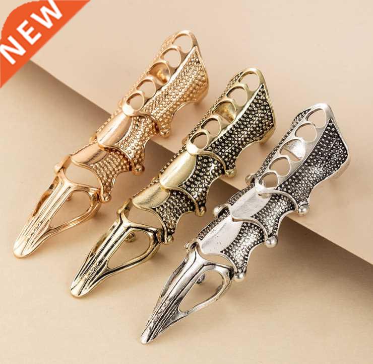 Docona Punk knight Skull Double Finger Ring Knuckle Armour F