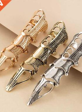 Docona Punk knight Skull Double Finger Ring Knuckle Armour F