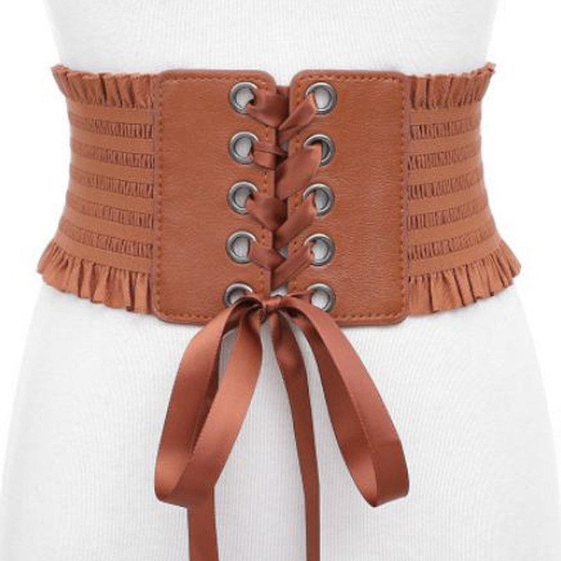 Women Ladies Fashion Sretch Belt Tassels Elastic Buckle Wide