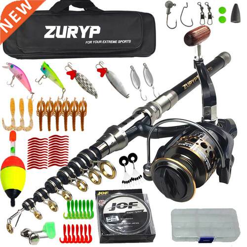 ZURYP 2.1-3m carbon telescopic fishing rod combo spinning fi