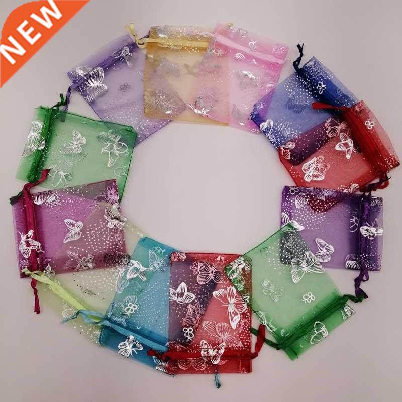 100Pcs Organza Butterfly Gift Bags 7x9 9x12 11x16 1x18 Butt