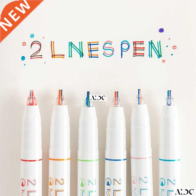 2 lines pen set Double line water ink Red Blue color tip Art