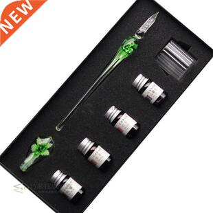 Glass Calligraphy Pen Crystal Glass Dip Ink Pen Set Non-Carb