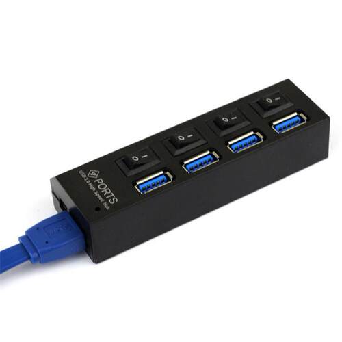 Hi-3.0 USB 4 Ports HUB with On/Off Switch For Laptop PC 5Gb/