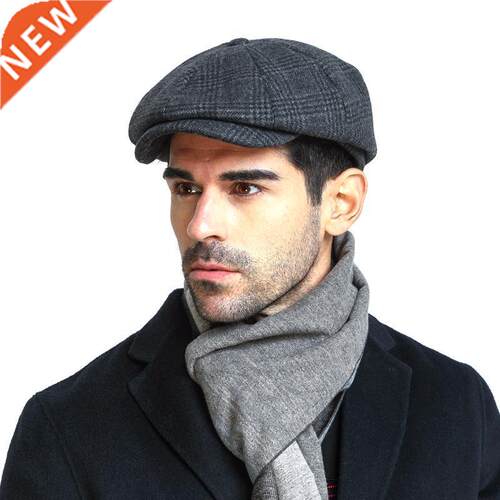 Male Plus Size Ivy Hat Big Head Man Felt Newsboy Cap Dad Lei
