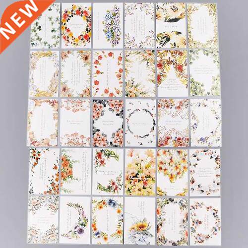 30 Sheets Flowers Paintings Retro Vintage Postcard Christmas