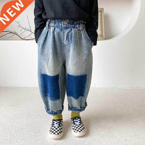 Korean style 2022 fashion patchwork jeans Boys fashion loose