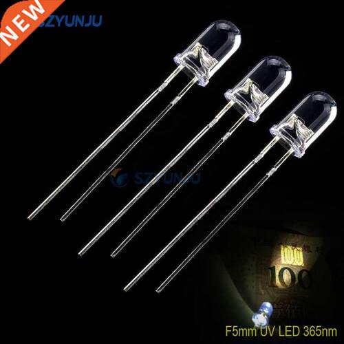 100PCS 2pin Round UV LED Lamp Ultra Violet UV 5mm Purple 365