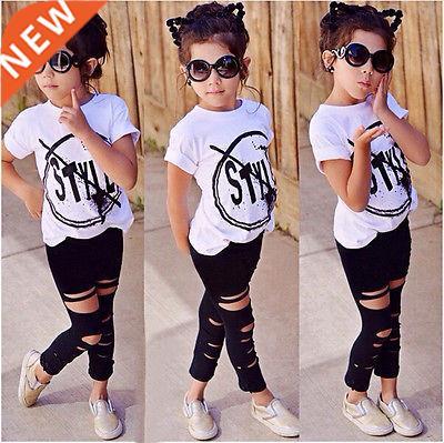 Kids Girls Clothes Set Baby Girl Summer Short Sleeve Print T