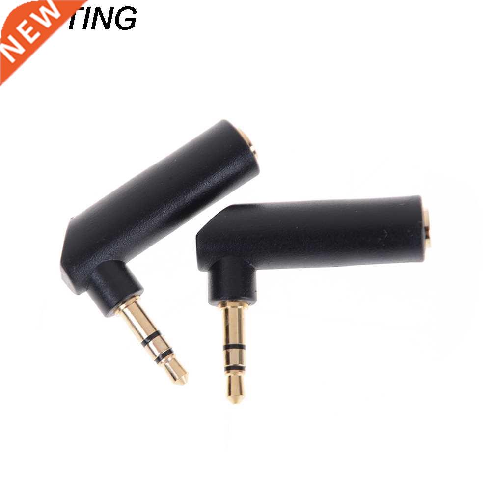 2pcs L Shape Jack Adapter Connector Gold-plated Connector 3.