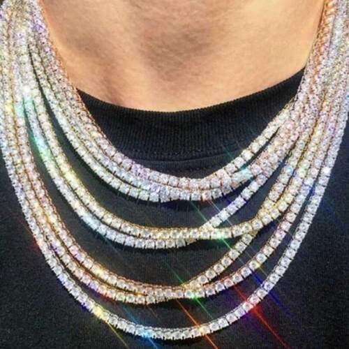 Iced Tennis Chain Men Chunky Necklace Cubic Zircon Miami Cub