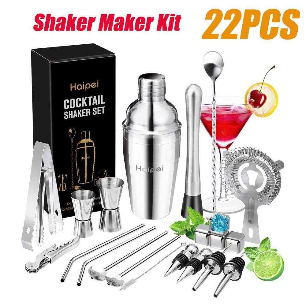 22PCS Mojito Cocktail B Shaker Mixer Maker Muddler Bwe
