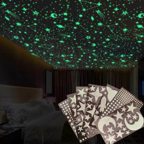 3D Bubble Luminous Stars Moon Dots Wall Sticker for kids roo