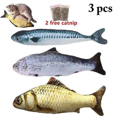 4pcs Plush Creative 3D Carp Fish Shape Cat Toy Cute