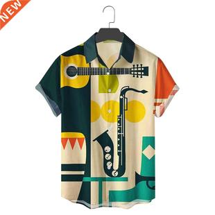 2022 Men's Shirts Men Hawaiian Casual One Button Shirts Musi