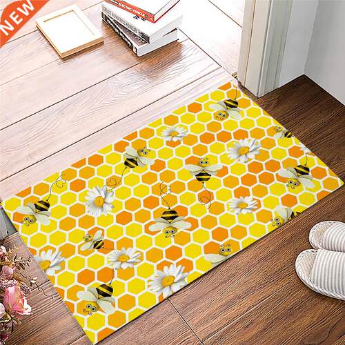 Spring Bee Daisy Honeycomb Texture Doormat Home Protective