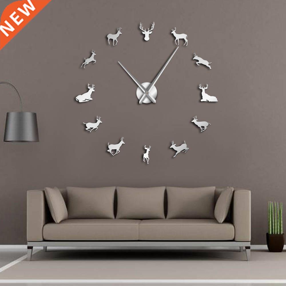 Deer Head  Giant Wall Clock Woodland Deer Hunter Modern D