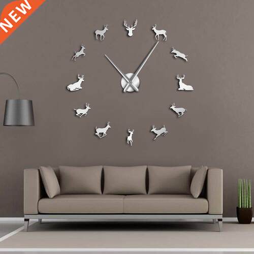 Deer Head  Giant Wall Clock Woodland Deer Hunter Modern D