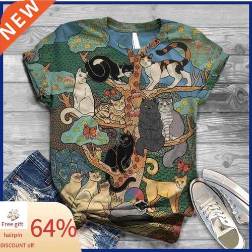 Women's Clothing Summer Short Sleeve T-shirts Digital D Kaw