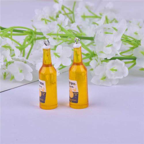10pcs/pack Beer Bottle Resin Earring Charms for Rarring Key