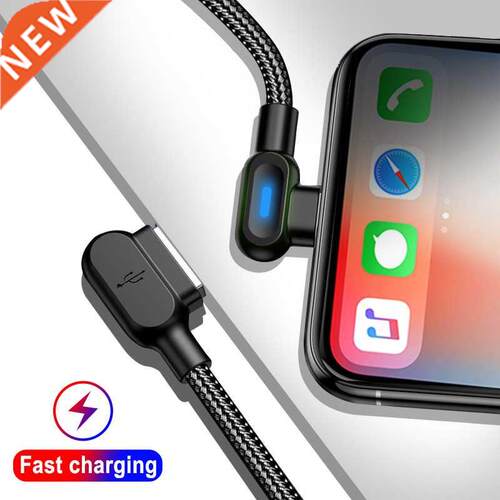Micro USB Type C Cable With Light LED 90 Degree Elbow 0.5 M