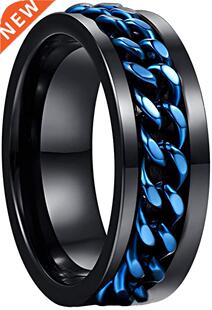 NUNCAD Men's 8mm tungsten carbide ring Black Tungsten steel