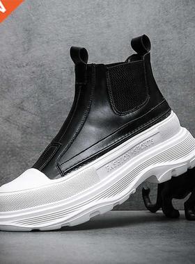 Men's Best Fashion Leather Boots Autumn New Thick-soled Ligh